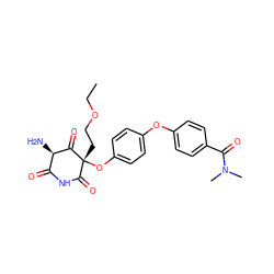 CCOCC[C@@]1(Oc2ccc(Oc3ccc(C(=O)N(C)C)cc3)cc2)C(=O)NC(=O)[C@@H](N)C1=O ZINC000101035070