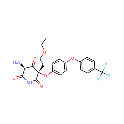 CCOCC[C@@]1(Oc2ccc(Oc3ccc(C(F)(F)F)cc3)cc2)C(=O)NC(=O)[C@@H](N)C1=O ZINC000101035081