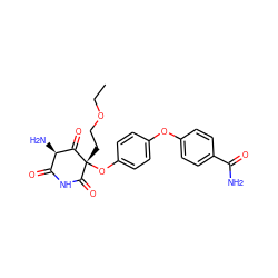 CCOCC[C@@]1(Oc2ccc(Oc3ccc(C(N)=O)cc3)cc2)C(=O)NC(=O)[C@@H](N)C1=O ZINC000101011944