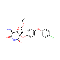 CCOCC[C@@]1(Oc2ccc(Oc3ccc(Cl)cc3)cc2)C(=O)NC(=O)[C@@H](N)C1=O ZINC000101013240