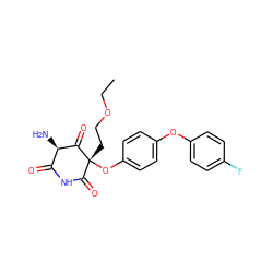 CCOCC[C@@]1(Oc2ccc(Oc3ccc(F)cc3)cc2)C(=O)NC(=O)[C@@H](N)C1=O ZINC000101035003