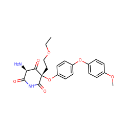 CCOCC[C@@]1(Oc2ccc(Oc3ccc(OC)cc3)cc2)C(=O)NC(=O)[C@@H](N)C1=O ZINC000101009851