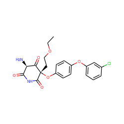 CCOCC[C@@]1(Oc2ccc(Oc3cccc(Cl)c3)cc2)C(=O)NC(=O)[C@@H](N)C1=O ZINC000101011879