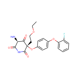 CCOCC[C@@]1(Oc2ccc(Oc3ccccc3F)cc2)C(=O)NC(=O)[C@@H](N)C1=O ZINC000101010990