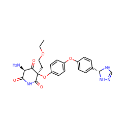 CCOCC[C@]1(Oc2ccc(Oc3ccc([C@@H]4NC=NN4)cc3)cc2)C(=O)NC(=O)[C@@H](N)C1=O ZINC000101035049