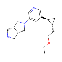 CCOCC[C@H]1C[C@@H]1c1cncc(N2C[C@@H]3CNC[C@@H]3C2)c1 ZINC000299820046