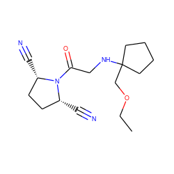 CCOCC1(NCC(=O)N2[C@H](C#N)CC[C@@H]2C#N)CCCC1 ZINC000013687442