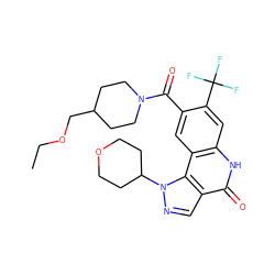 CCOCC1CCN(C(=O)c2cc3c(cc2C(F)(F)F)[nH]c(=O)c2cnn(C4CCOCC4)c23)CC1 ZINC000113902053