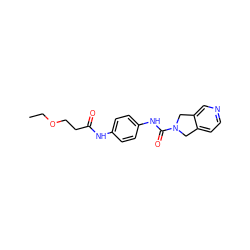 CCOCCC(=O)Nc1ccc(NC(=O)N2Cc3ccncc3C2)cc1 ZINC000167513109