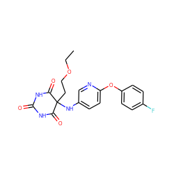 CCOCCC1(Nc2ccc(Oc3ccc(F)cc3)nc2)C(=O)NC(=O)NC1=O ZINC000052637048