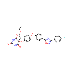 CCOCCC1(Oc2ccc(Oc3ccc(-c4nc(-c5ccc(F)cc5)no4)cc3)cc2)C(=O)NC(=O)NC1=O ZINC000034802377