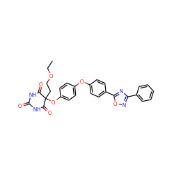 CCOCCC1(Oc2ccc(Oc3ccc(-c4nc(-c5ccccc5)no4)cc3)cc2)C(=O)NC(=O)NC1=O ZINC000034802394