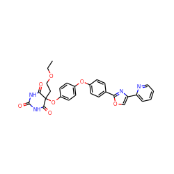 CCOCCC1(Oc2ccc(Oc3ccc(-c4nc(-c5ccccn5)co4)cc3)cc2)C(=O)NC(=O)NC1=O ZINC000034802382