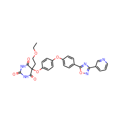 CCOCCC1(Oc2ccc(Oc3ccc(-c4nc(-c5cccnc5)no4)cc3)cc2)C(=O)NC(=O)NC1=O ZINC000034802385