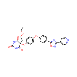 CCOCCC1(Oc2ccc(Oc3ccc(-c4nc(-c5ccncc5)no4)cc3)cc2)C(=O)NC(=O)NC1=O ZINC000034802388