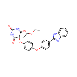 CCOCCC1(Oc2ccc(Oc3ccc(-c4nc5ccccc5[nH]4)cc3)cc2)C(=O)NC(=O)NC1=O ZINC000028960758