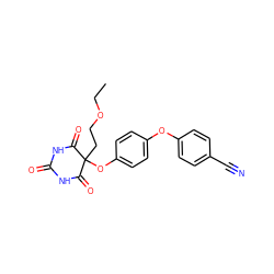 CCOCCC1(Oc2ccc(Oc3ccc(C#N)cc3)cc2)C(=O)NC(=O)NC1=O ZINC000028975609