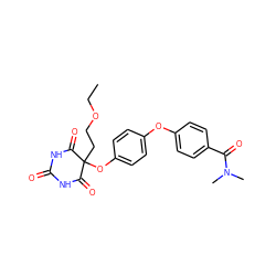 CCOCCC1(Oc2ccc(Oc3ccc(C(=O)N(C)C)cc3)cc2)C(=O)NC(=O)NC1=O ZINC000028975621