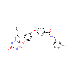 CCOCCC1(Oc2ccc(Oc3ccc(C(=O)NCc4cccc(F)c4)cc3)cc2)C(=O)NC(=O)NC1=O ZINC000034802370