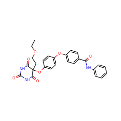 CCOCCC1(Oc2ccc(Oc3ccc(C(=O)Nc4ccccc4)cc3)cc2)C(=O)NC(=O)NC1=O ZINC000034802396