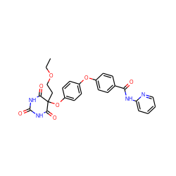 CCOCCC1(Oc2ccc(Oc3ccc(C(=O)Nc4ccccn4)cc3)cc2)C(=O)NC(=O)NC1=O ZINC000034802376