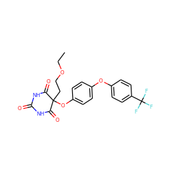 CCOCCC1(Oc2ccc(Oc3ccc(C(F)(F)F)cc3)cc2)C(=O)NC(=O)NC1=O ZINC000028975590