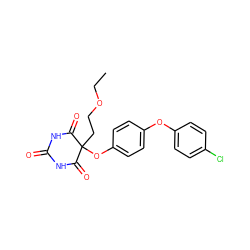 CCOCCC1(Oc2ccc(Oc3ccc(Cl)cc3)cc2)C(=O)NC(=O)NC1=O ZINC000028975555