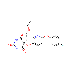 CCOCCC1(Oc2ccc(Oc3ccc(F)cc3)nc2)C(=O)NC(=O)NC1=O ZINC000028960012