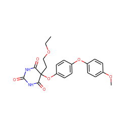 CCOCCC1(Oc2ccc(Oc3ccc(OC)cc3)cc2)C(=O)NC(=O)NC1=O ZINC000028975603