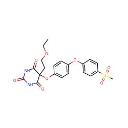 CCOCCC1(Oc2ccc(Oc3ccc(S(C)(=O)=O)cc3)cc2)C(=O)NC(=O)NC1=O ZINC000028975606