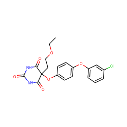 CCOCCC1(Oc2ccc(Oc3cccc(Cl)c3)cc2)C(=O)NC(=O)NC1=O ZINC000028975560