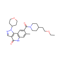 CCOCCC1CCN(C(=O)c2cc3c(cc2C)[nH]c(=O)c2cnn(C4CCOCC4)c23)CC1 ZINC000261153323