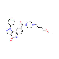 CCOCCCCN1CCN(C(=O)c2cc3c(cc2C)[nH]c(=O)c2cnn(C4CCOCC4)c23)CC1 ZINC000261146753