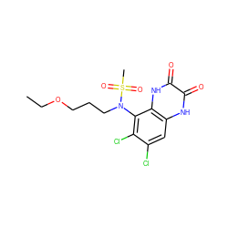 CCOCCCN(c1c(Cl)c(Cl)cc2[nH]c(=O)c(=O)[nH]c12)S(C)(=O)=O ZINC000028954114