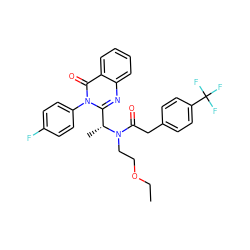 CCOCCN(C(=O)Cc1ccc(C(F)(F)F)cc1)[C@H](C)c1nc2ccccc2c(=O)n1-c1ccc(F)cc1 ZINC000028707791