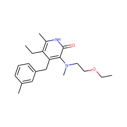 CCOCCN(C)c1c(Cc2cccc(C)c2)c(CC)c(C)[nH]c1=O ZINC000005886436