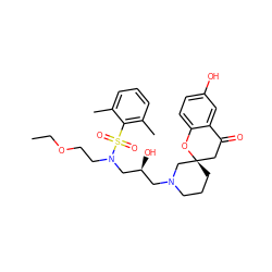 CCOCCN(C[C@@H](O)CN1CCC[C@@]2(CC(=O)c3cc(O)ccc3O2)C1)S(=O)(=O)c1c(C)cccc1C ZINC000064744214