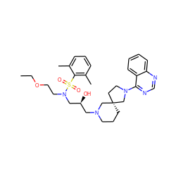 CCOCCN(C[C@@H](O)CN1CCC[C@@]2(CCN(c3ncnc4ccccc34)C2)C1)S(=O)(=O)c1c(C)cccc1C ZINC000066166294