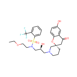 CCOCCN(C[C@@H](O)CN1CCC[C@]2(CC(=O)c3cc(O)ccc3O2)C1)S(=O)(=O)c1ccccc1C(F)(F)F ZINC000071316300