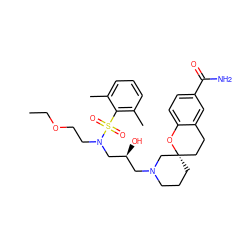 CCOCCN(C[C@@H](O)CN1CCC[C@]2(CCc3cc(C(N)=O)ccc3O2)C1)S(=O)(=O)c1c(C)cccc1C ZINC000071317814