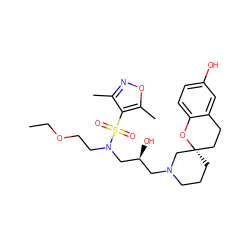 CCOCCN(C[C@@H](O)CN1CCC[C@]2(CCc3cc(O)ccc3O2)C1)S(=O)(=O)c1c(C)noc1C ZINC000071330968