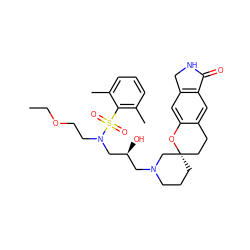 CCOCCN(C[C@@H](O)CN1CCC[C@]2(CCc3cc4c(cc3O2)CNC4=O)C1)S(=O)(=O)c1c(C)cccc1C ZINC000071330803