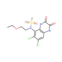 CCOCCN(c1c(Cl)c(Cl)cc2[nH]c(=O)c(=O)[nH]c12)S(C)(=O)=O ZINC000028954113