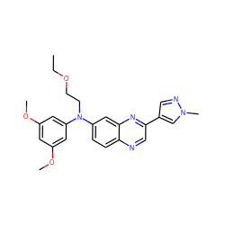 CCOCCN(c1cc(OC)cc(OC)c1)c1ccc2ncc(-c3cnn(C)c3)nc2c1 ZINC000204167497