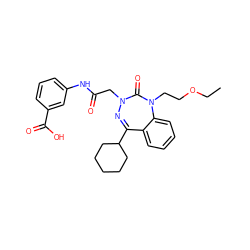 CCOCCN1C(=O)N(CC(=O)Nc2cccc(C(=O)O)c2)N=C(C2CCCCC2)c2ccccc21 ZINC000028655796