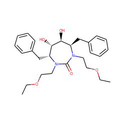 CCOCCN1C(=O)N(CCOCC)[C@H](Cc2ccccc2)[C@H](O)[C@@H](O)[C@H]1Cc1ccccc1 ZINC000013604424