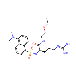 CCOCCNC(=O)[C@@H](CCCN=C(N)N)NS(=O)(=O)c1cccc2c(N(C)C)cccc12 ZINC000027986106