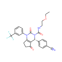 CCOCCNC(=O)N1C(=O)N(c2cccc(C(F)(F)F)c2)C2=C(C(=O)CC2)[C@H]1c1ccc(C#N)cc1 ZINC001772632649