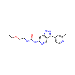 CCOCCNC(=O)Nc1cc2[nH]nc(-c3ccnc(C)c3)c2cn1 ZINC000261093742