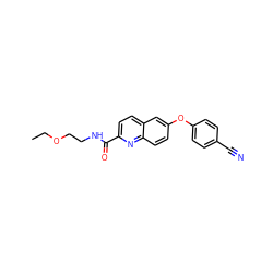 CCOCCNC(=O)c1ccc2cc(Oc3ccc(C#N)cc3)ccc2n1 ZINC000584629710